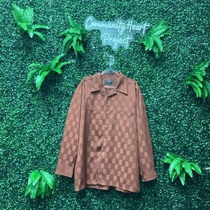 Men's Brown Checkered Shirt Jacket